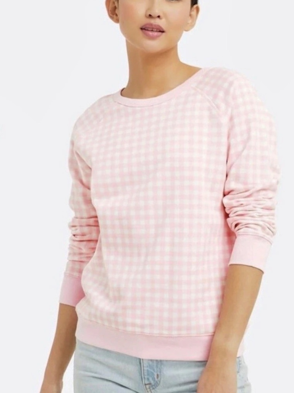 Draper James Natalie Sweatshirt in Pink Gingham – Size S